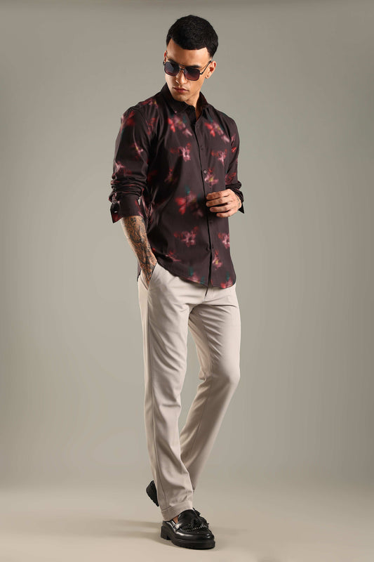 Dark Blurred Floral Printed Shirt
