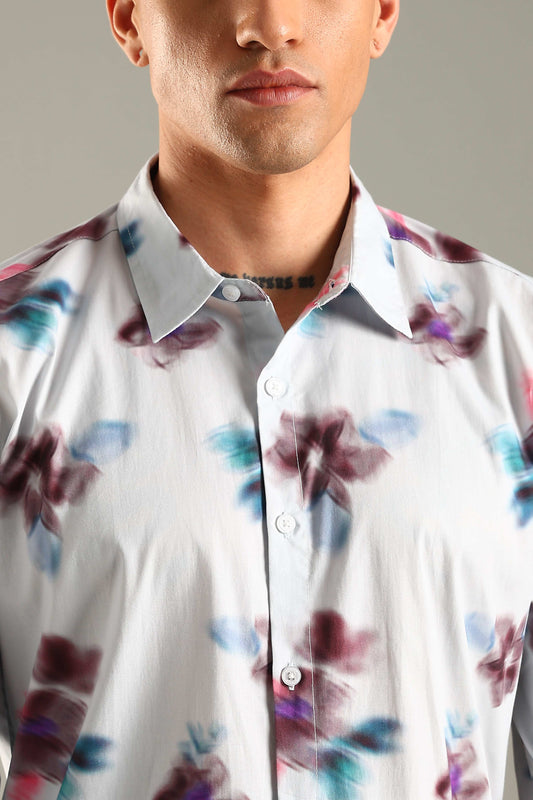 Blurred Floral Printed Shirt