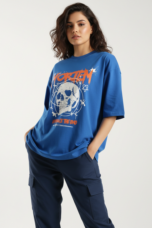 Mortem Royal Blue Oversized Couple T-shirt