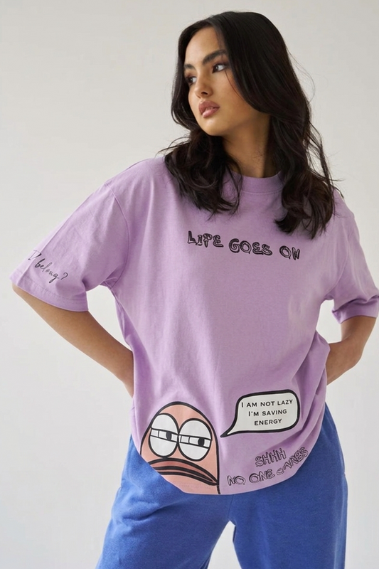 Monday Blues Lavender Oversized Couple T-shirt