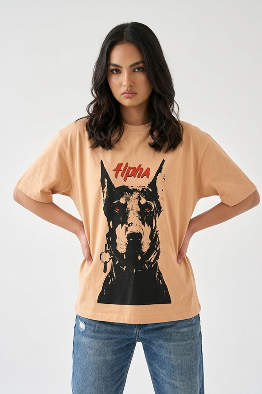 Alpha Beige Oversized Couple T-shirt