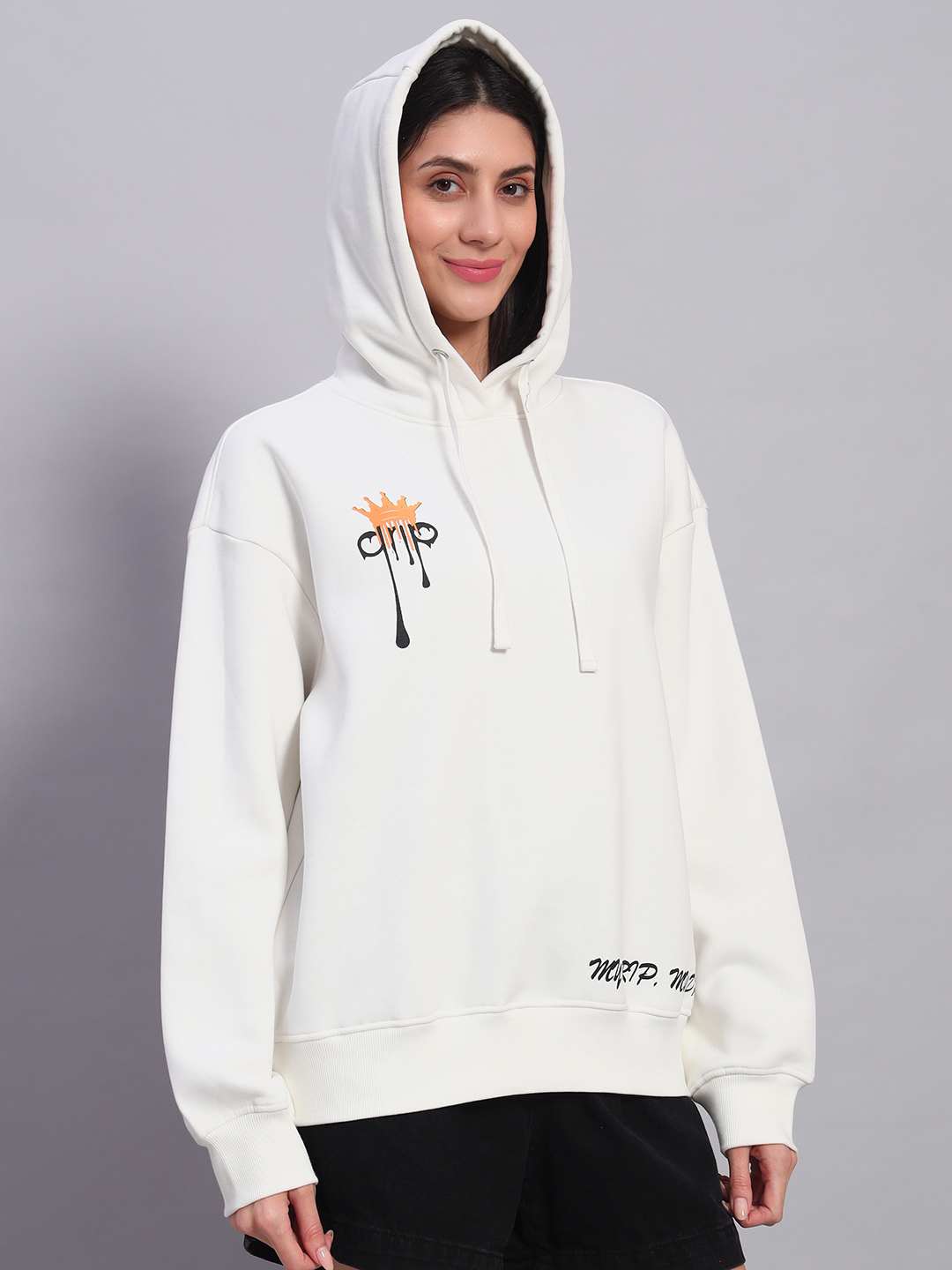 Women’s White Oversized Graphic Hoodie