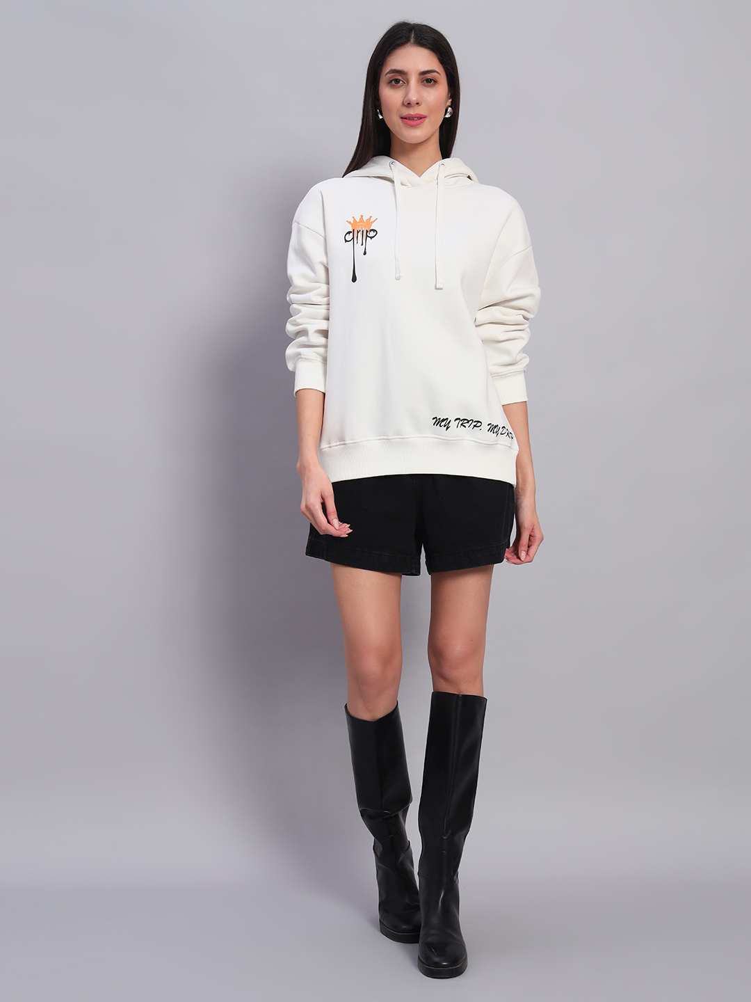 Women’s White Oversized Graphic Hoodie