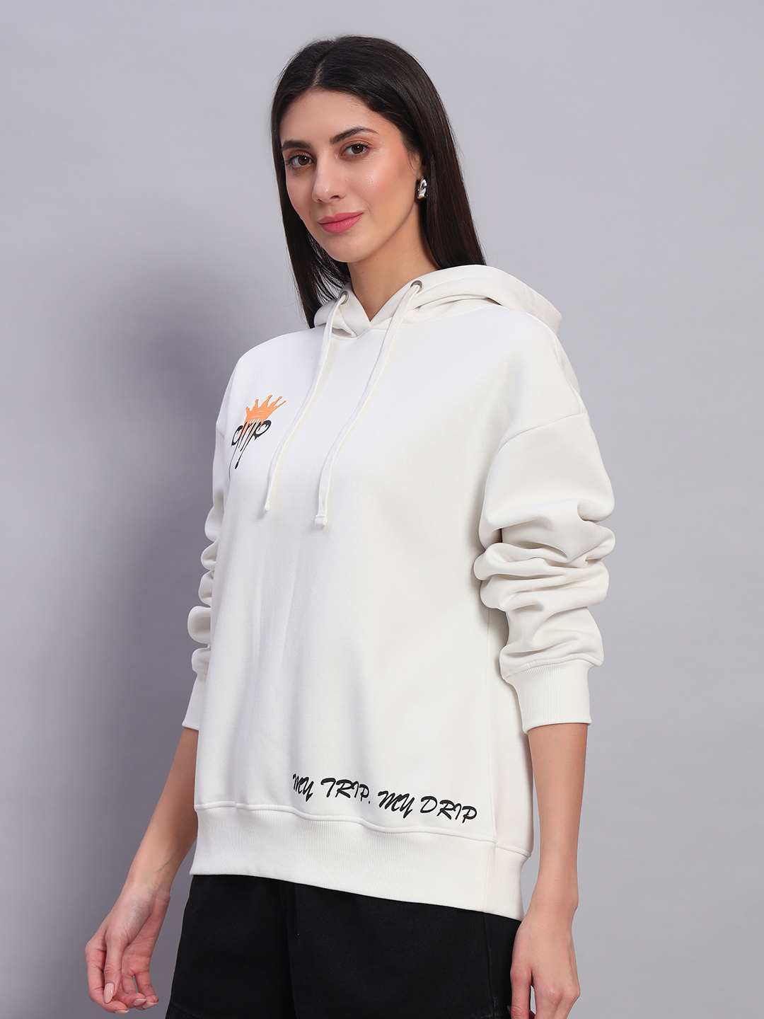 Women’s White Oversized Graphic Hoodie