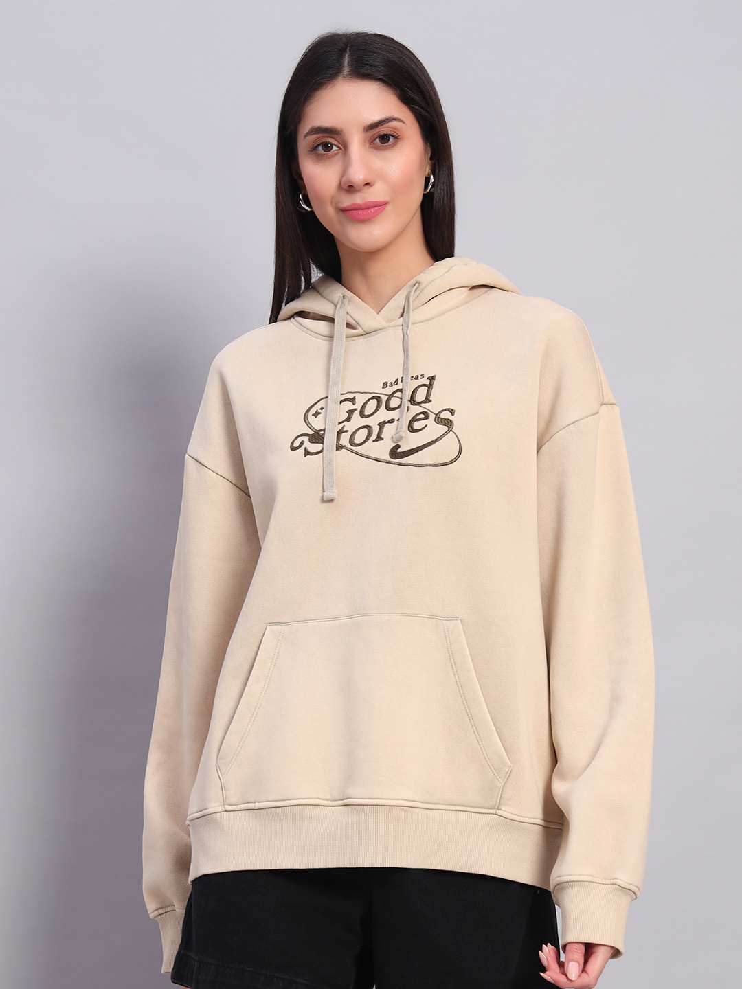 Women’s Beige Acid Wash Hoodie