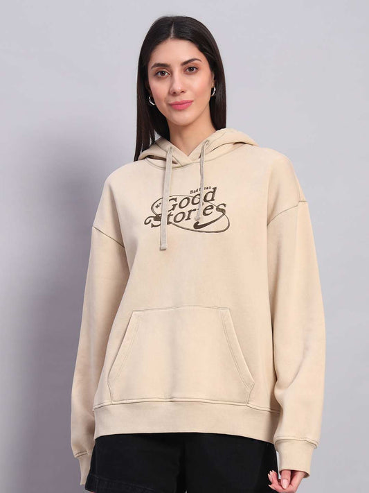 Women’s Beige Acid Wash Hoodie