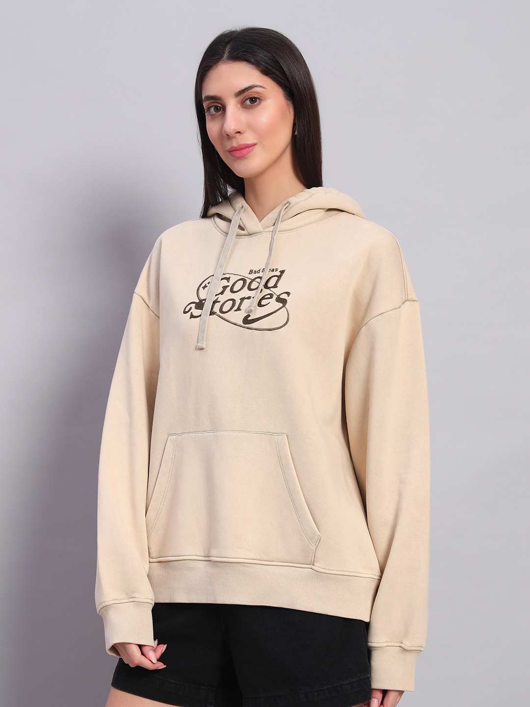Women’s Beige Acid Wash Hoodie