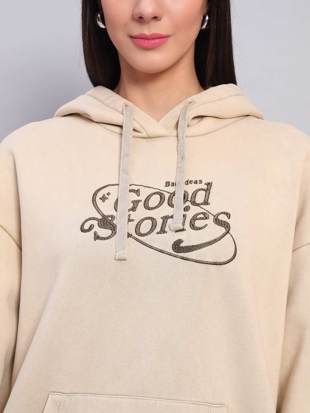Women’s Beige Acid Wash Hoodie