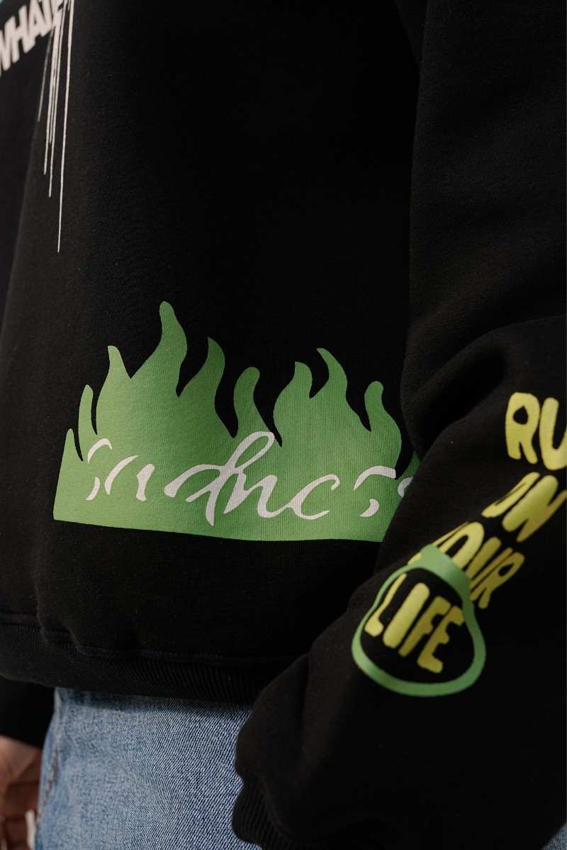 Vibrant Vibes Black Sweatshirt