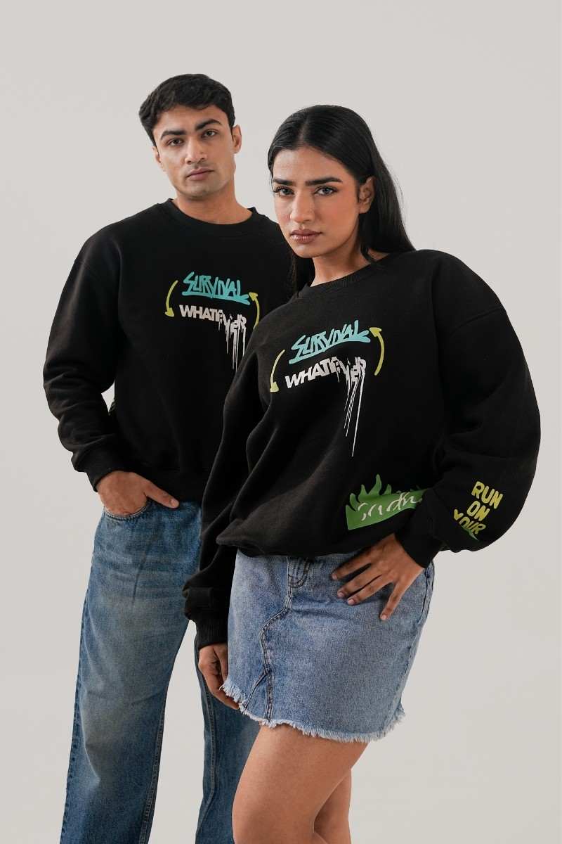 Vibrant Vibes Black Sweatshirt