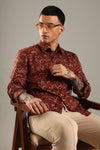 Maroon & Beige Floral Printed Shirt