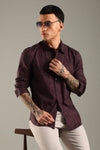 Wine Topographic Pattern Printed Shirt