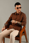 Brown Geometric Topographic Printed Shirt
