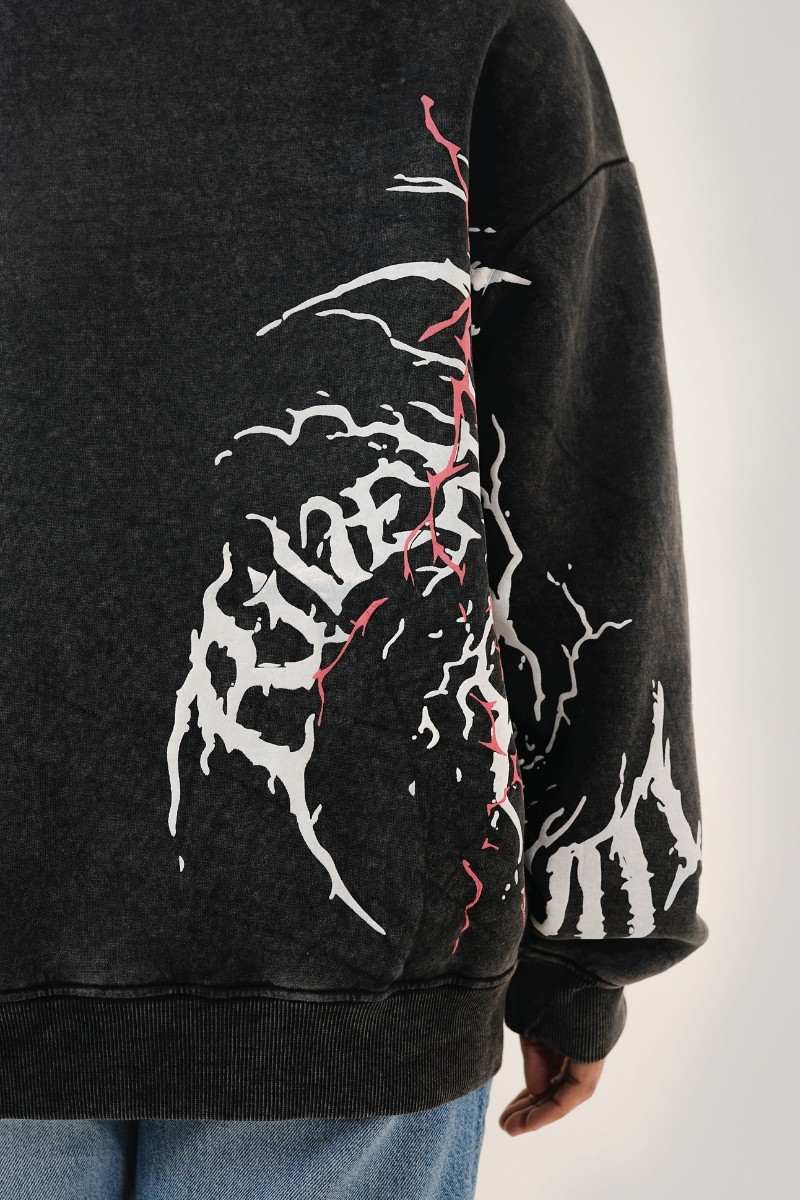Acid Wash Black Hoodie (Womens)