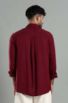 Linen Blend Maroon Casual Shirt
