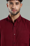 Linen Blend Maroon Casual Shirt