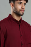 Linen Blend Maroon Casual Shirt