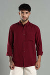 Linen Blend Maroon Casual Shirt