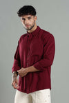 Linen Blend Maroon Casual Shirt