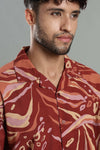 Tropical Print Cuban Collar Shirt