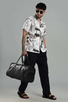 Nature-Print Cuban Collar Shirt