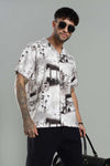 Nature-Print Cuban Collar Shirt