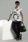 Nature-Print Cuban Collar Shirt