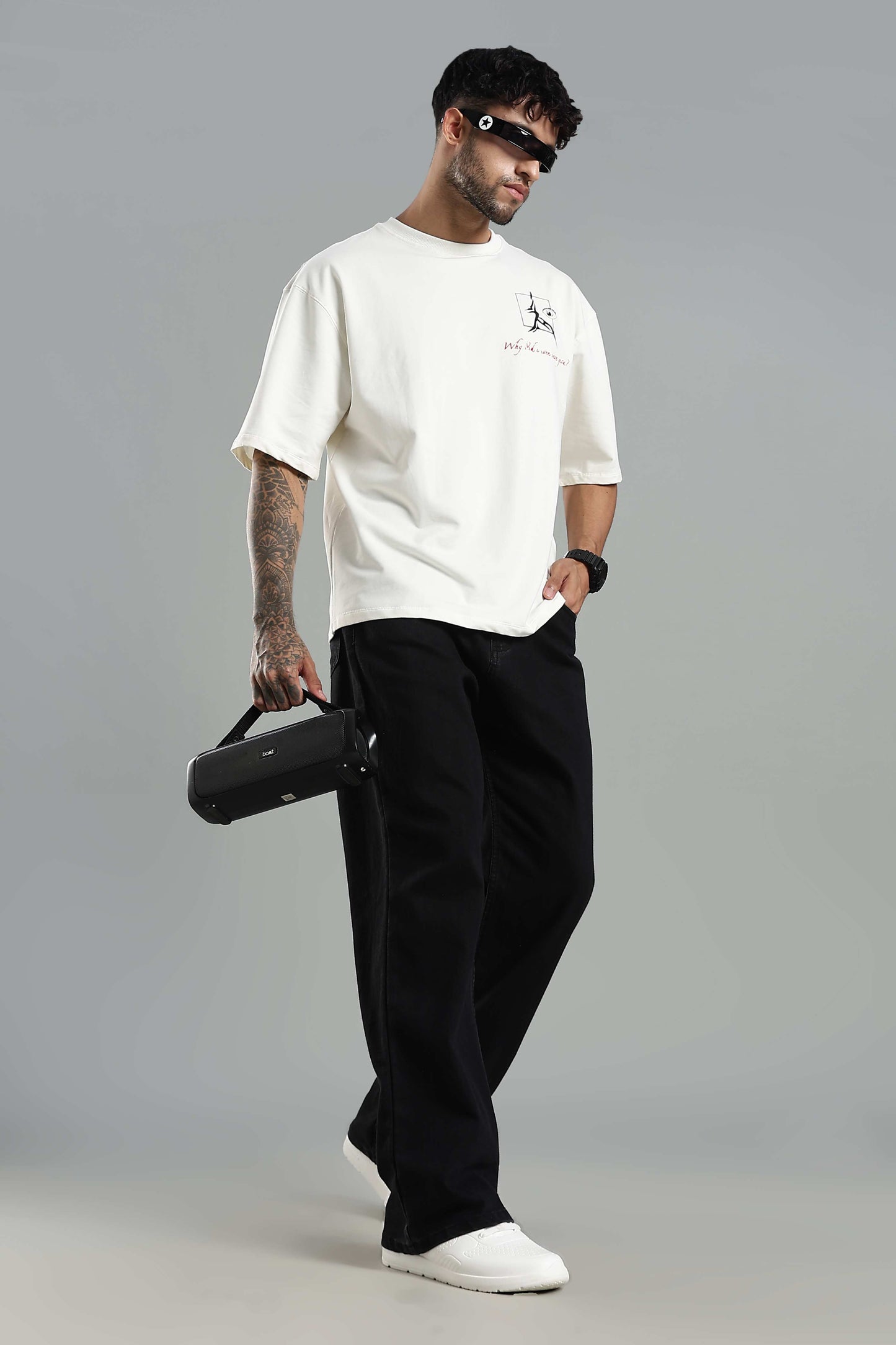 Sakuna Off White Oversized Couple T-shirt