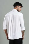 Linen Blend Classic White Textured Shirt