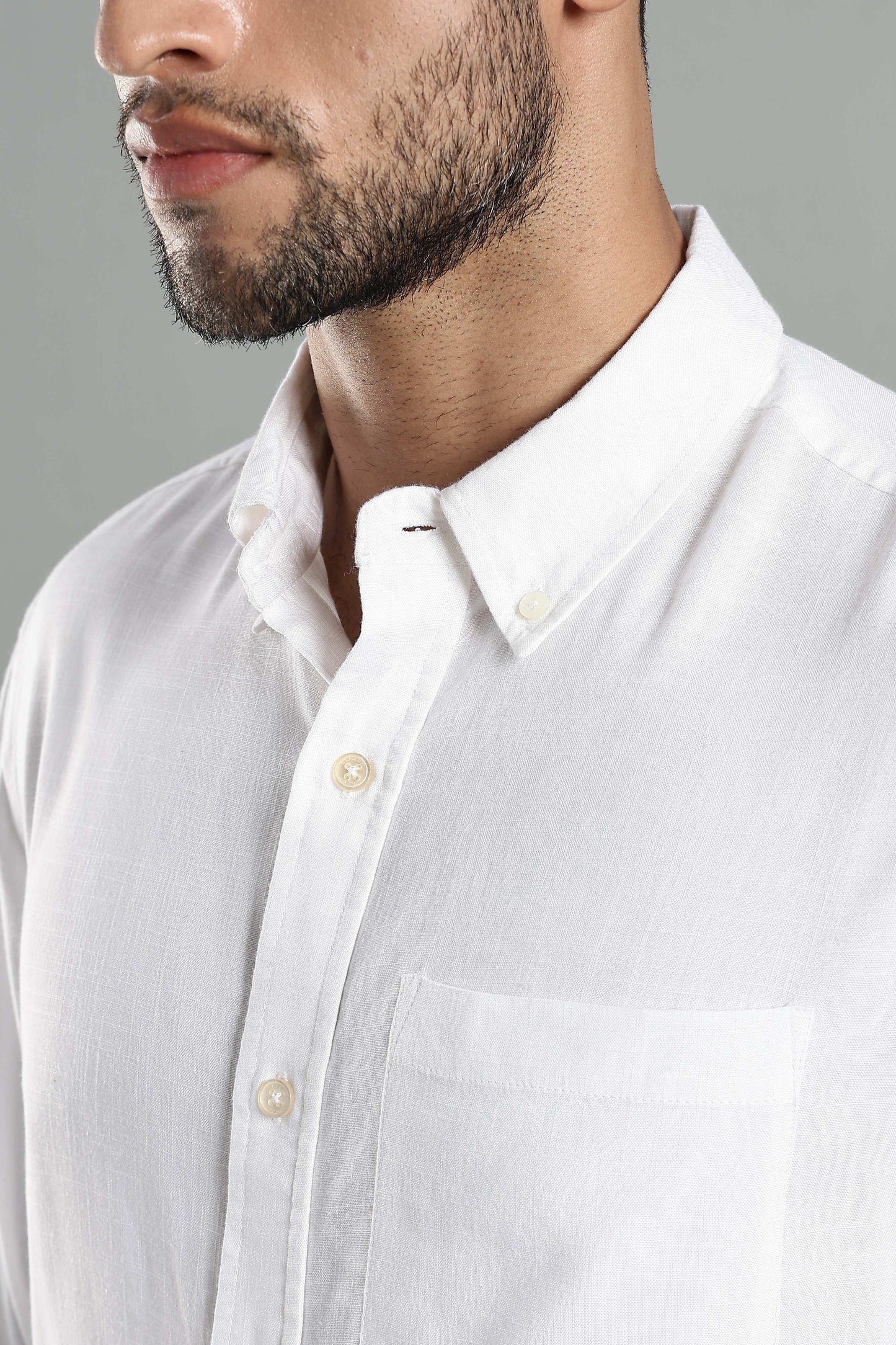 Linen Blend Classic White Textured Shirt