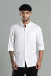 Linen Blend Classic White Textured Shirt