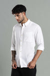 Linen Blend Classic White Textured Shirt