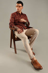 Maroon & Beige Floral Printed Shirt