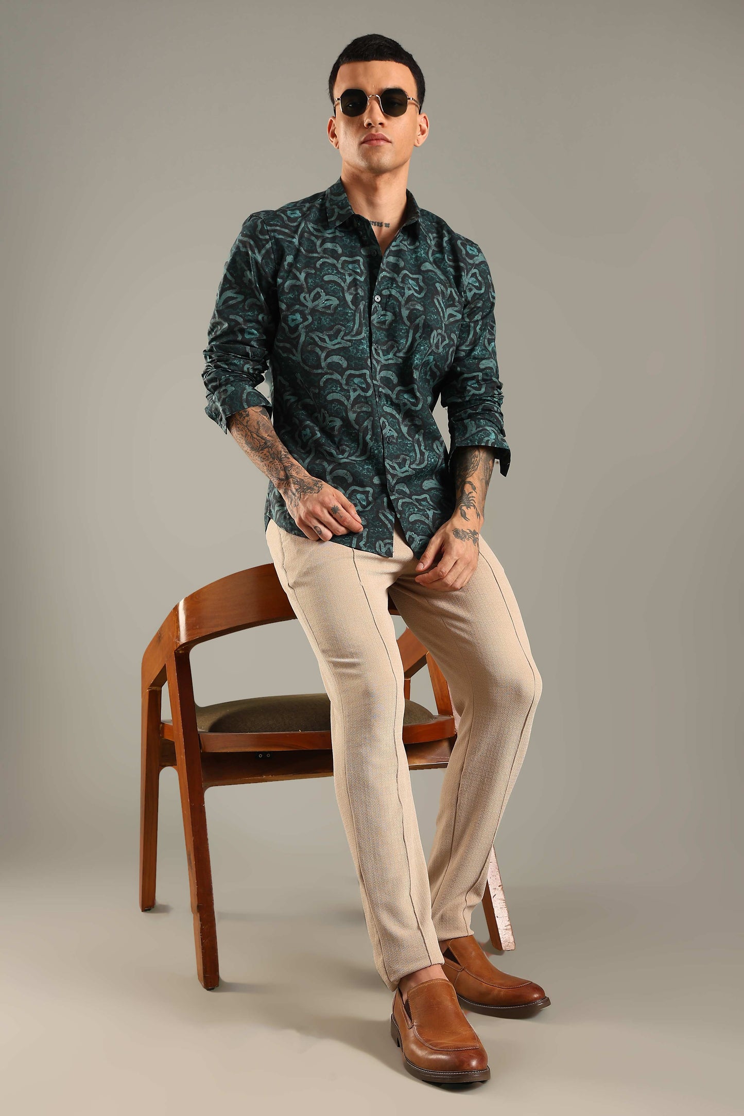 Dark Teal Printed Shirt