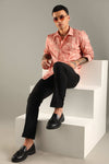 Coral Topographic Pattern Printed Shirt