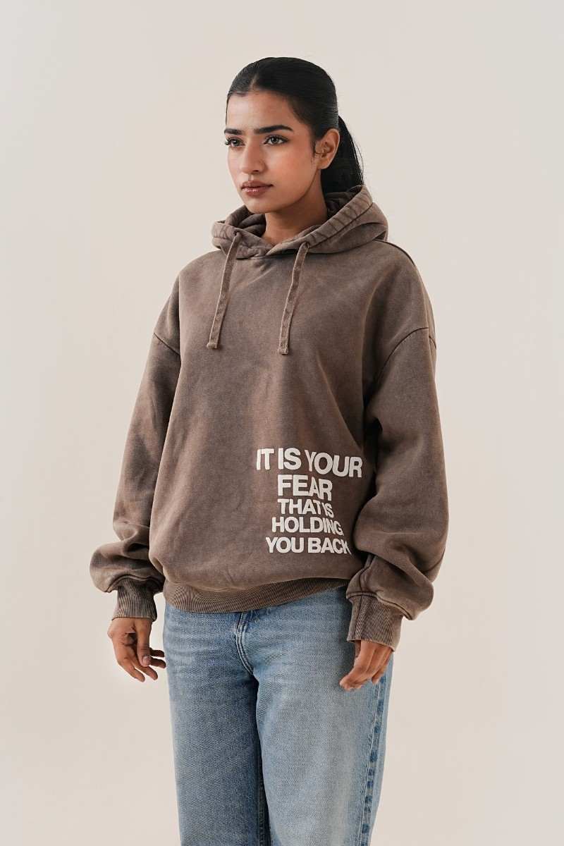 Support Punk Brown Acid Wash Hoodie (Womens)