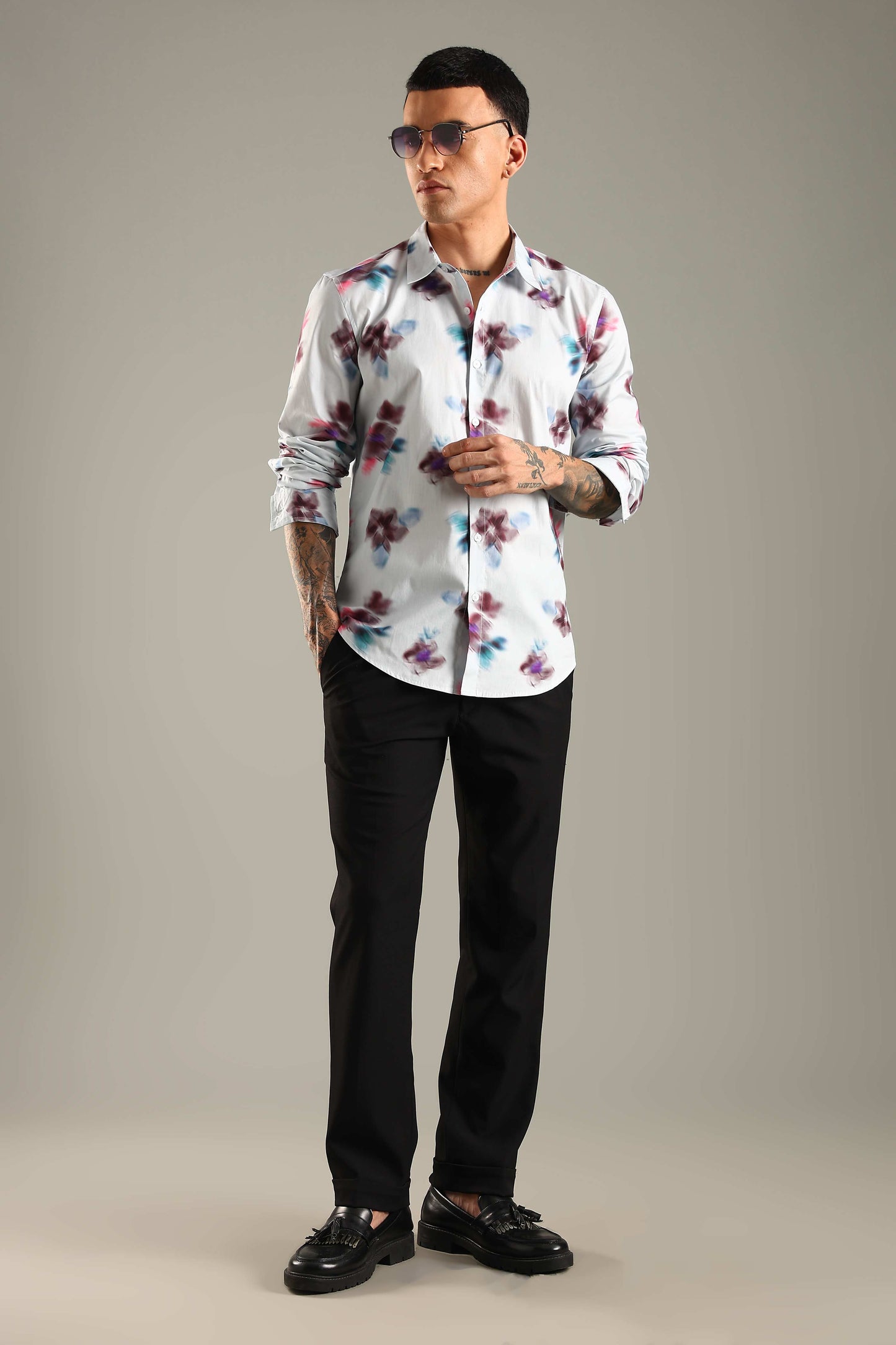 Blurred Floral Printed Shirt