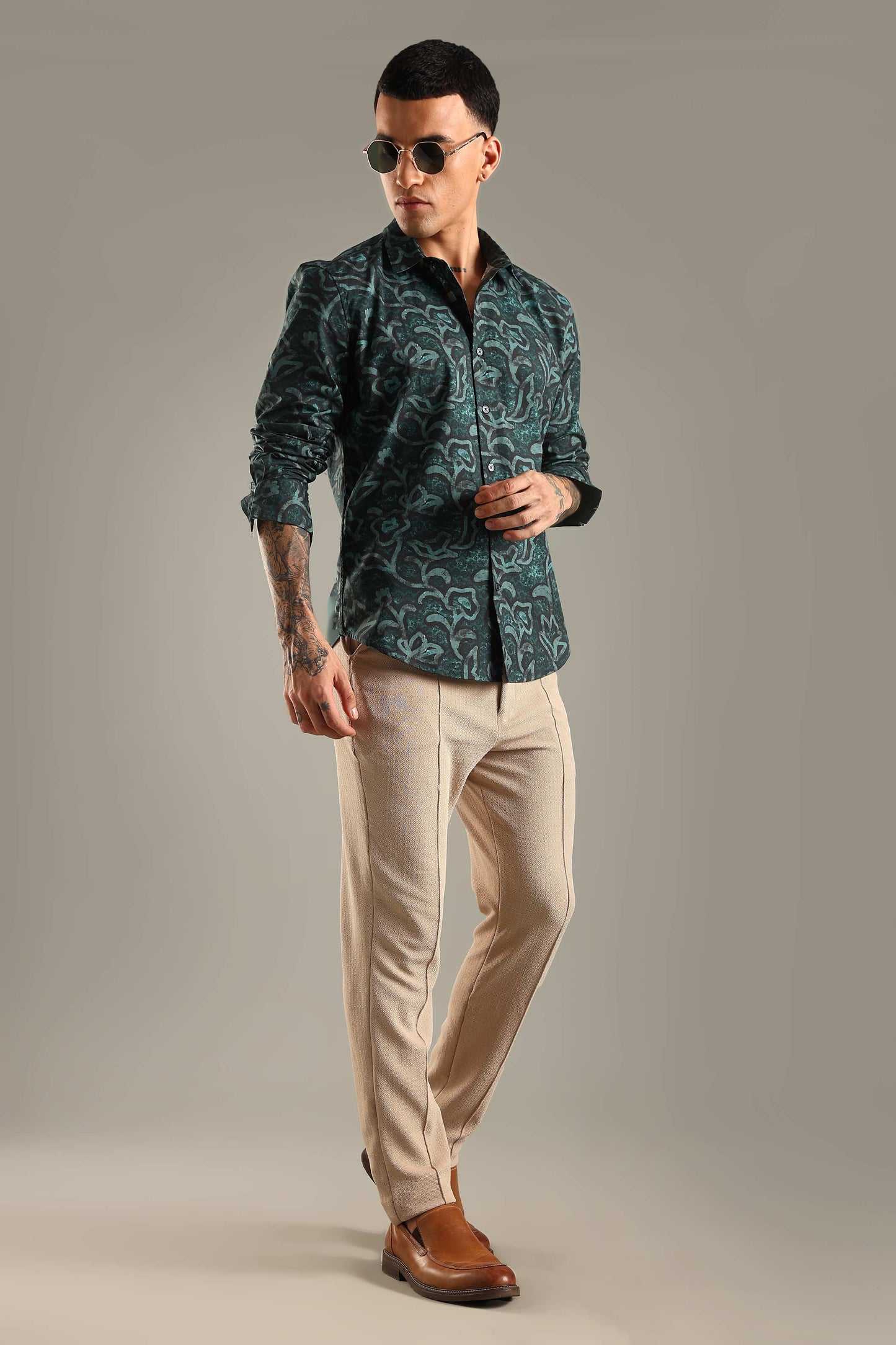 Dark Teal Printed Shirt