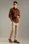 Brown Geometric Topographic Printed Shirt