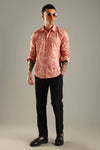 Coral Topographic Pattern Printed Shirt