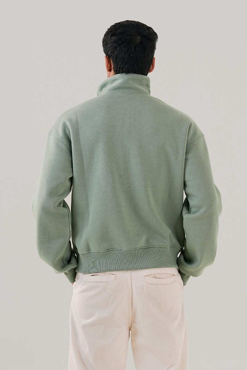 Essential Sea Green Zipper Sweatshirt