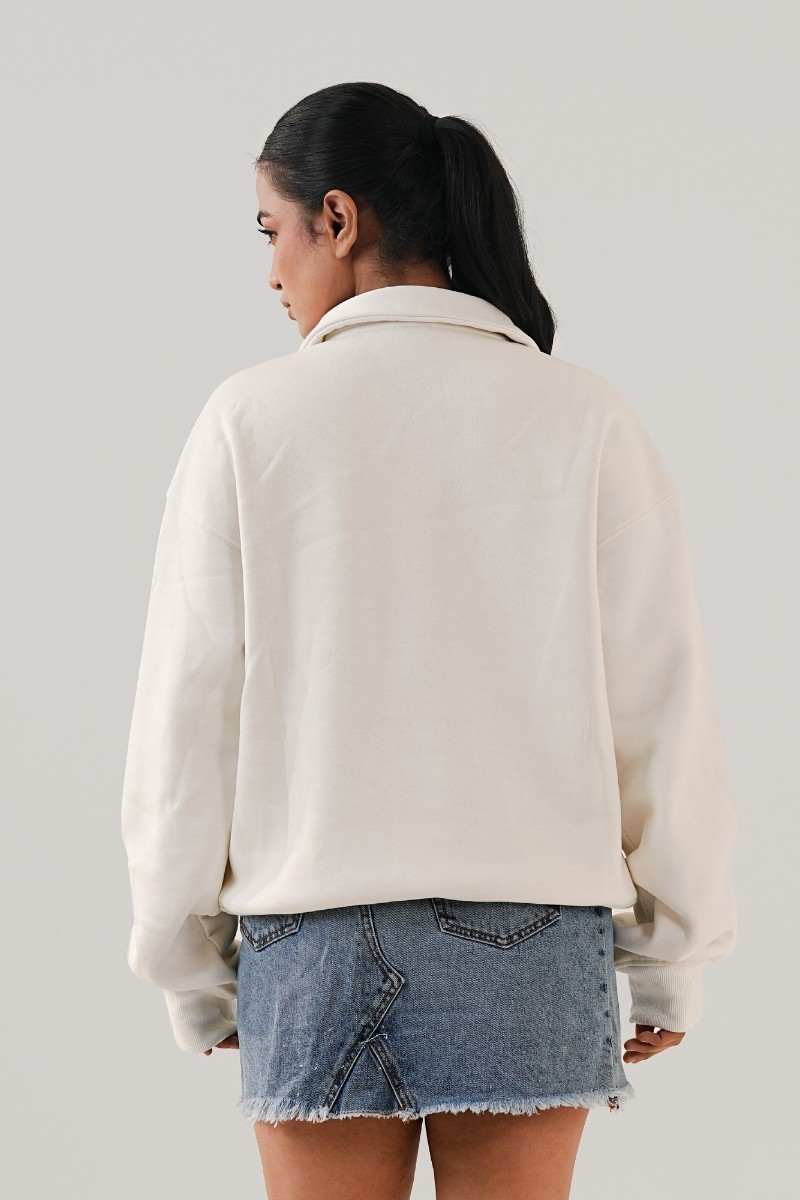 Essential White Zipper Sweatshirt