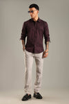 Wine Topographic Pattern Printed Shirt