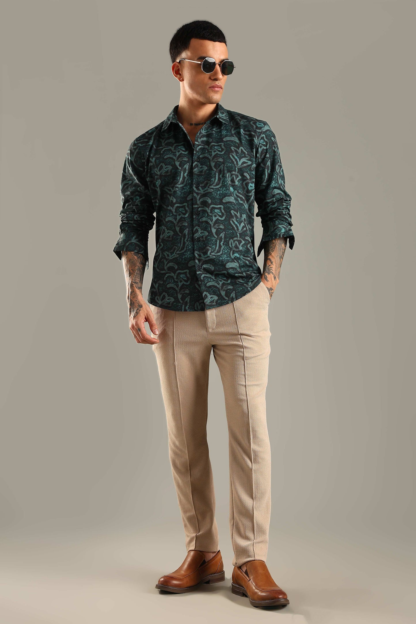 Dark Teal Printed Shirt