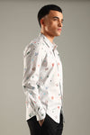 White Printed Casual Shirt