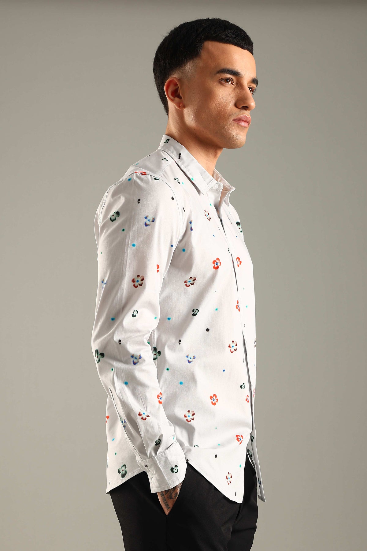 White Printed Casual Shirt