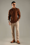 Brown Geometric Topographic Printed Shirt