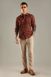 Maroon & Beige Floral Printed Shirt