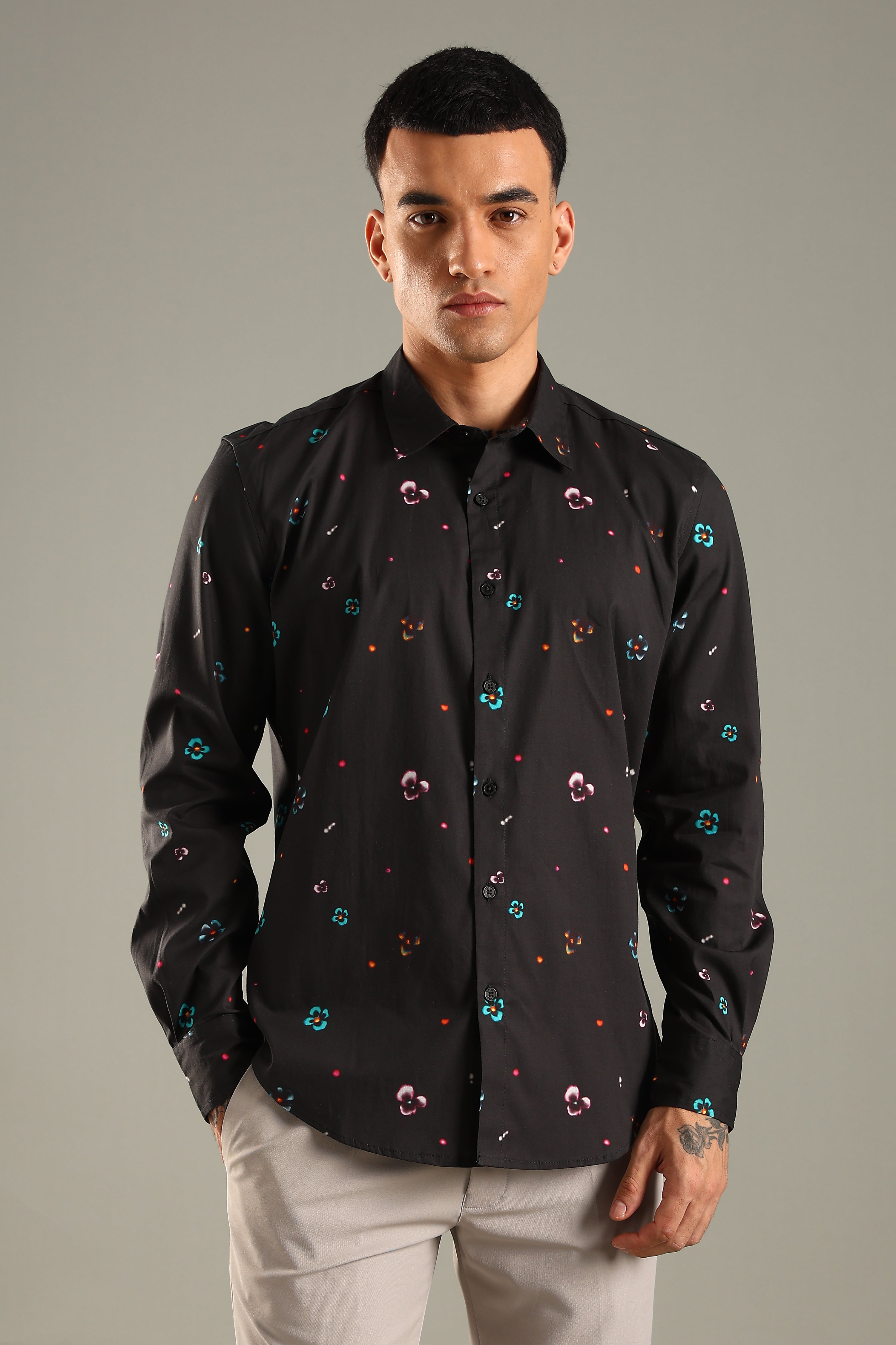 Black Printed Casual Shirt
