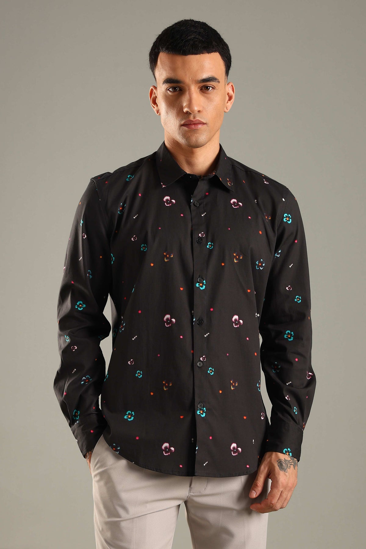 Black Printed Casual Shirt